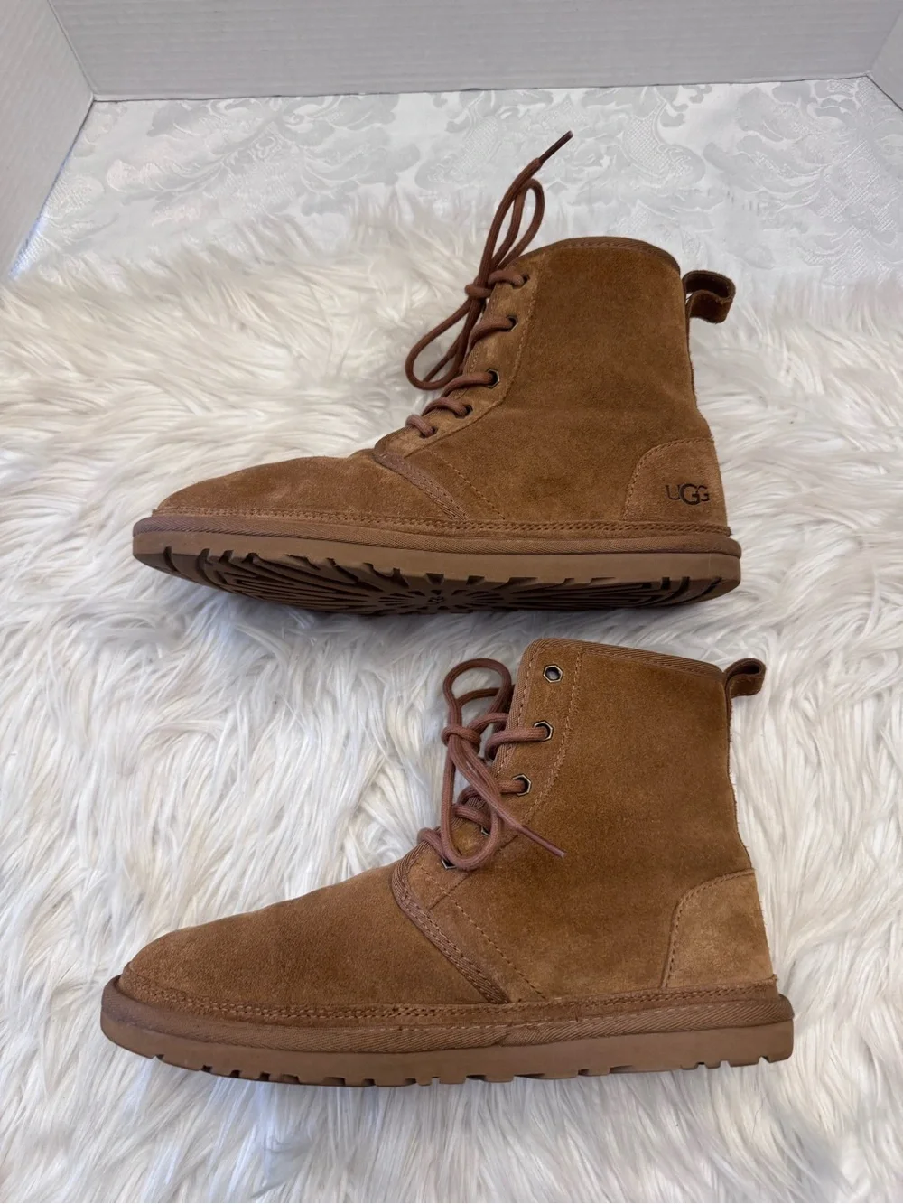 Ugg Harkley Mid Top Fleece Wool Lined Brown Casual Boots Men’s Size 8